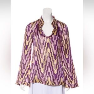 Tory Burch Silk Printed Blouse, Size 4. New
